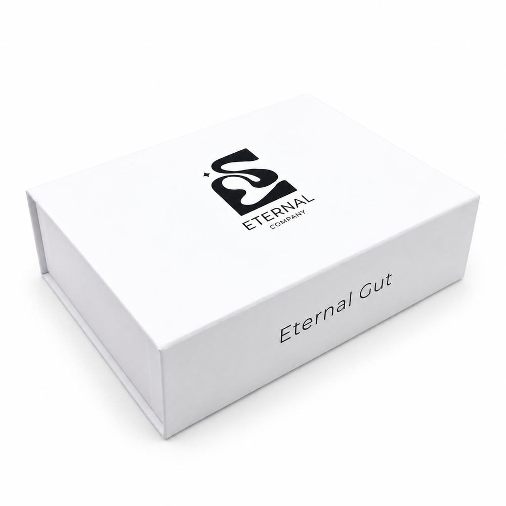 Caja Eternal Gut sobre fondo blanco con sombra suave